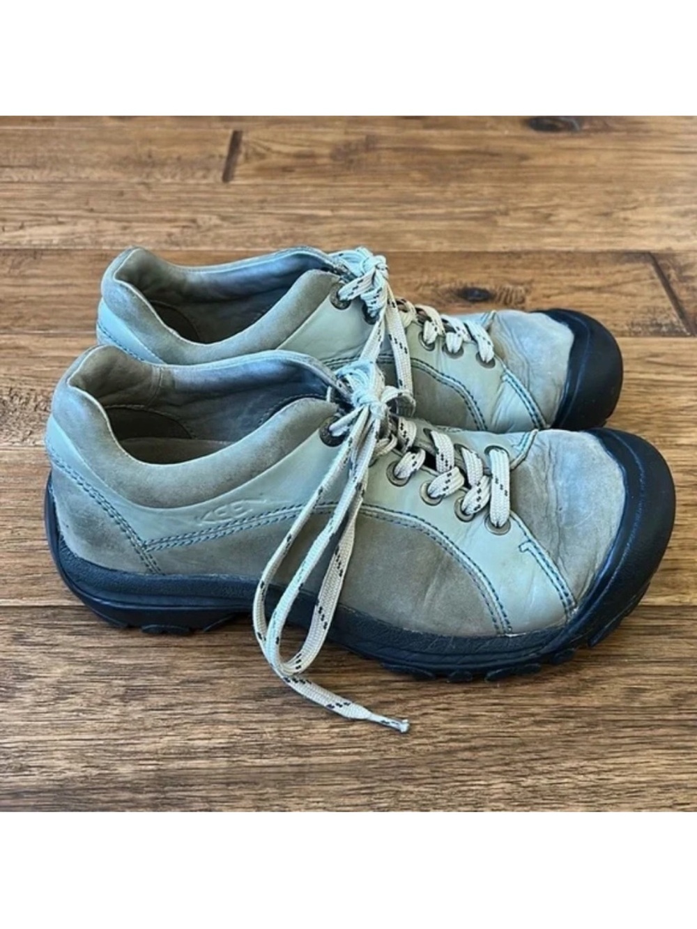 Keen Leather Lace Up Sneakers Casual Outdoor Hiking Olive Green Womens Size 6.5